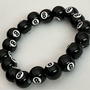 New 8 Ball Beaded Designer Streetstyle Bracelet Black Unisex